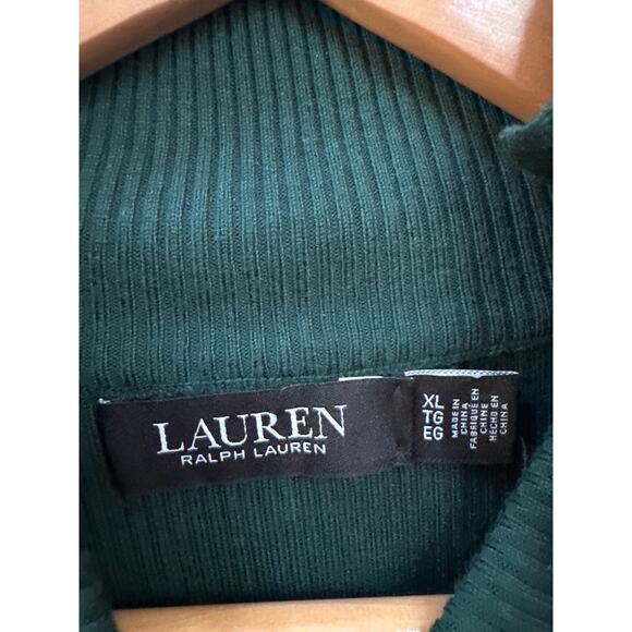 Lauren Ralph Lauren Black Label Button-Trim Ribbed Mockneck Sweater Green XL - Picture 5 of 6